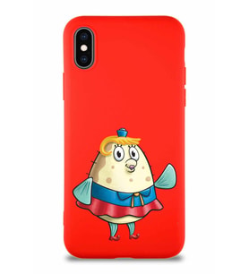 Apple iPhone XS Soft Premier Kapak Bayan Puff Tasarımlı Silikon Kılıf - Kırmızı (Şeffaf)