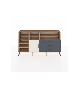 Arges Konsol 8 Raflı 3 Çekmeceli Tek Kapaklı  176x30x99 Çam-Aytaşı/Antrasit