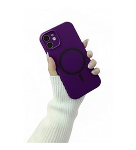 Coverzone ?phone 12 ile Uyumlu Kadife ?� Y�zeyli Premium Silikon K?l?f MagSafe ile Uyumlu Kablosuz ?arj Destekli Darbe Emici Yumu?ak Dokulu Koruma Tasar?ml? Telefon K?l?f? Derin Mor