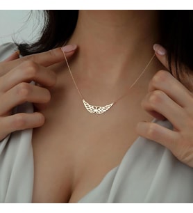 Kişiye Özel Tasarım Melek Kanatları Kolye 925K Gümüş (Gold)