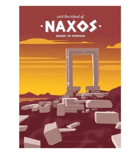 Portara, Naxos'ta Gün Batımı (gr) Tablo Ahşap Poster Dekoratif