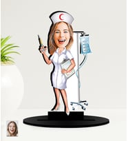 Kişiye Özel Karikatürlü Hemşire MDF Biblo