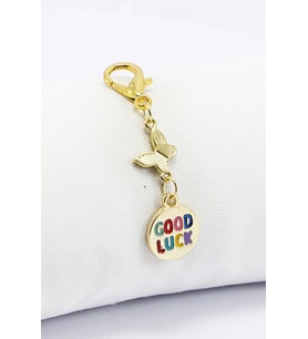 KElebek Renkli Good Luck İyi Şanslar Figürlü Klipsli Çanta ve Cüzdan, Fermuar Süsü