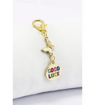 KElebek Renkli Good Luck İyi Şanslar Figürlü Klipsli Çanta ve Cüzdan, Fermuar Süsü