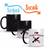 I Love Guns And Bacon Sihirli Kupa Bardak Porselen