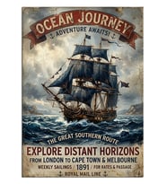 Ocean Journey Yelkenli Gemi Posteri Dekoratif Kanvas - Mdf Ahşap Tablo