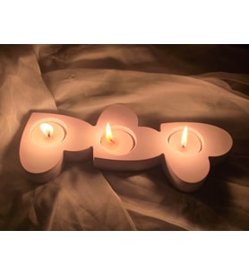 Hediyelik: 3 gözlü kalpli tealight kokulu mum
