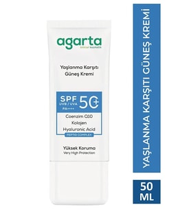 Agarta Yaşlanma Karşıtı Collagen Destekli Spf+50 Faktör Yüz Güneş Kremi 50 ML