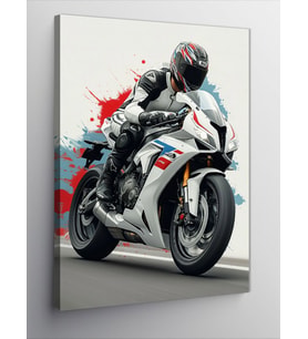 Kanvas Tablo Hızlı Beyaz Motosiklet