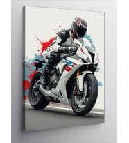 Kanvas Tablo Hızlı Beyaz Motosiklet