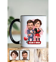 Sevgililere İlginç Hediye  Karikatürlü Siyah Kupa Bardak