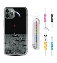 Apple iPhone 11 12 13 14 Pro Max Kılıf Kablo Koruma Spiral Silikon Astronoot Red Baloon 1608