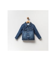 Unisex 1-4 Yaş Basic Çocuk Kot Ceket (Koyu Mavi)