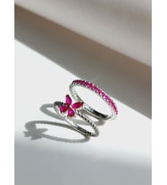 18 Ayar Altın Kaplama Pembe Tam Tur Kelebek Tasarım Kadın Gümüş Evlilik Yüzüğü Doğum Günü Hediye