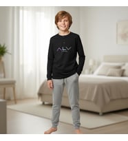 Genç Erkek Pamuklu Siyah Renk Pijama Takımı AL009 V2 BB2441