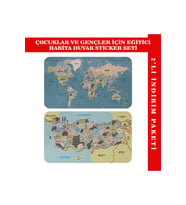 Eğitici Öğretici Dünya Ve Türkiye Haritası Çocuk Odası Duvar Sticker-3889-60x105