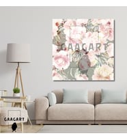 Tekli Kare Kanvas Tablo Soft Soğuk Pembe Renkte Çiçekler
