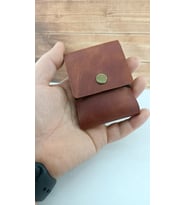 Kişiye özel Hakiki Deri Minimalist Cüzdan Kartlık (Taba)