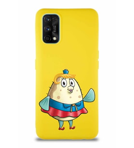 Realme 7 Pro Soft Premier Kapak Bayan Puff Tasarımlı Silikon Kılıf - Sarı (Şeffaf)