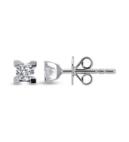 0.18 Ct Tektaş Pırlanta Takoz Tırnak Küpe TKPE7 (Çok Renkli)