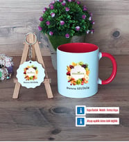 Diyetisyen Kupa Bardak Kırmızı ve Ahşap Anahtarlık Hediye (Model 1)
