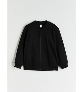LCW Kids Siyah Kolej Yaka Uzun Kollu Basic Erkek Çocuk Fermuarlı Sweatshirt