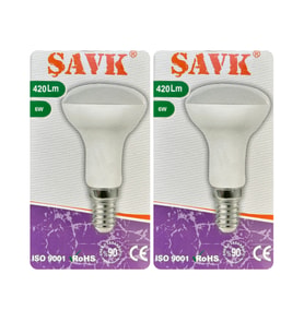 (2 Adet) Şavk 6W (37W) Beyaz Işık (6500K) E14 Duylu (İnce Duy) Led R50 Ampul