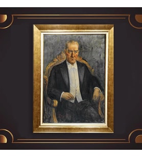 Altın Varaklı Çerçeveli Paspartulu Atatürk Tablo z5156 (Gold)