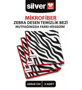 Mikrofiber 3lü Zebra Desen Mutfak Bezi 40x40cm