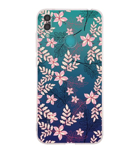 Huawei Y7 2019  Kamera korumalı Kapak Floral Kırmızı Tasarımlı  Şeffaf Kılıf