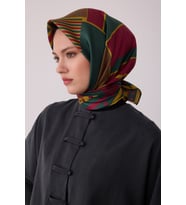 Geometrik Desen %100 Twill İpek Eşarp BE01