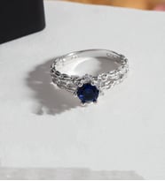 925 Ayar Safir Rengi Zincir Modeli Gümüş Yüzük