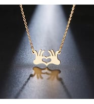 Kişiye Özel 925 Ayar Gümüş Kalp Eller Kolye (Gold)