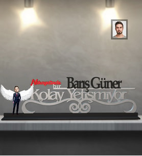 Kişiye Özel Babalar Günü Baba Karikatürlü Kolay Yetişmiyor Ahşap Biblo Model-1