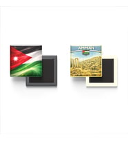 Buzdolap Magnetleri - Ürdün Bayrağı ve Amman Retro Tema - 2'li Set Magneti