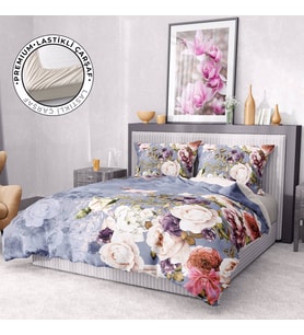 Monohome Premium Luxury Çift Kişilik Nevresim Takımı 3D Pamuk Saten Rose Garden