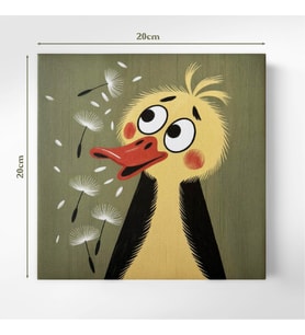 Sevimli Ördek Temalı 20x20 cm Illustrasyon Kanvas Tablo – Sevimli, Özgün ve Hediyelik (Çok Renkli)