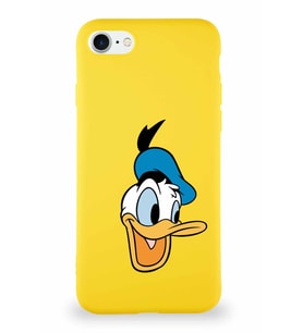 Apple iPhone SE 2020 Soft Premier Kapak Donald Duck-A Tasarımlı Silikon Kılıf - Sarı (Şeffaf)