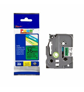 PUUN®Brother P-Touch TZE-761 36MM x 8m Yeşil Üzerine Siyah Muadil Laminasyon Etiket Şeridi (Çok Renkli)