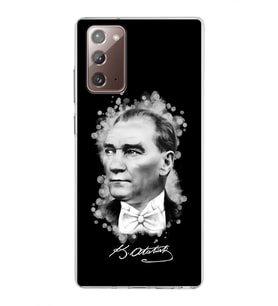 Samsung Galaxy Note 20 Kapak Atatürk Tasarımlı Şeffaf Silikon Kılıf