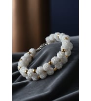 Blueberry Collar Tasma Necklace (Beyaz)