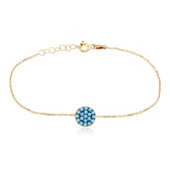 EMILIANO JEWELLERY Turkuaz Taşlı Altın Kaplama Yuvarlak Gümüş Bileklik