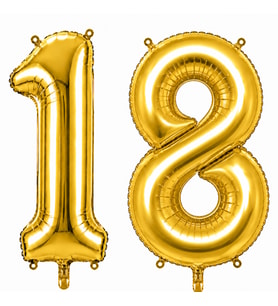 18 Rakam Folyo Balon Altın Rengi (100 cm)