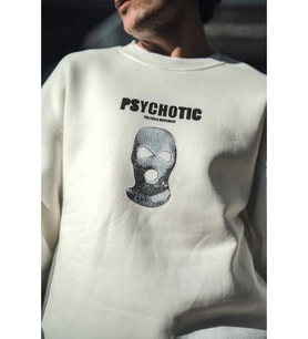 Kışlık Bisiklet Yaka Baskılı SweatShirt - Beyaz