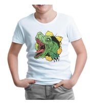 A Dinosaur Tearing Up the Tshirt Beyaz Çocuk Tshirt