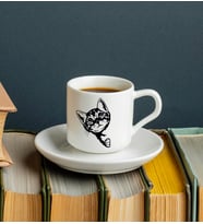 Kedi Tasarımlı Türk Kahvesi Fincanı