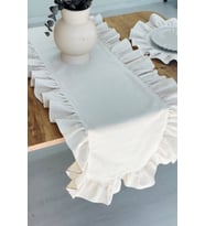 Pileli Keten Runner - Dekoratif Runner - Sehpa Örtüsü - 40x110 cm