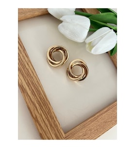 Kadın Çelik Vintage Gold Plaka Küpe