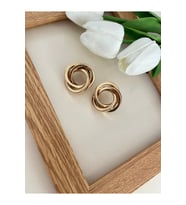 Kadın Çelik Vintage Gold Plaka Küpe