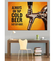 Cold Beer Bira Musluğu Görseli Dekoratif Kanvas - Mdf Ahşap Tablo